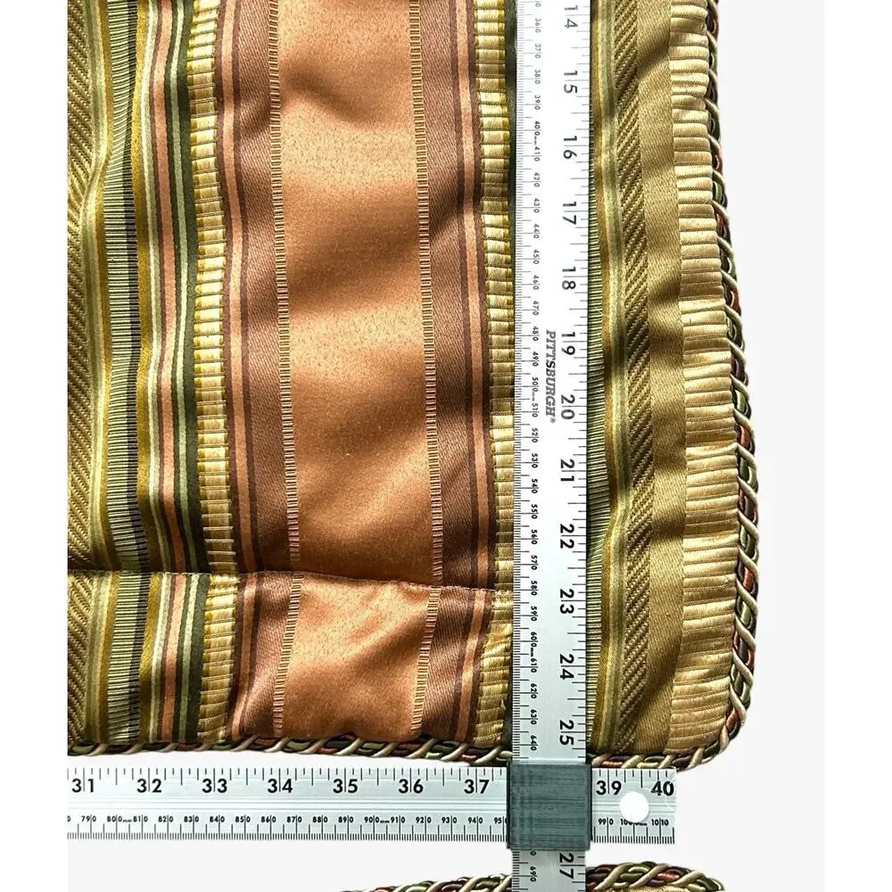 Croscill King Pillow Shams Green Gold Cinnamon Damask Rope Border Carrington